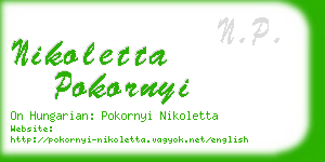 nikoletta pokornyi business card
